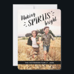 Making Spirits Bright Hip Holiday Photo Card<br><div class="desc">Make their spirits bright by sending this fun,  modern design to family and friends. Features a full size photo of your family on the front with a casual and contemporary mix of hand lettered typography.  On the back,  there's another photo and space for your personal message.</div>