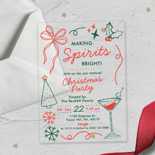 Making Spirits Bright   Holiday Cocktail Party Acrylic Invitations