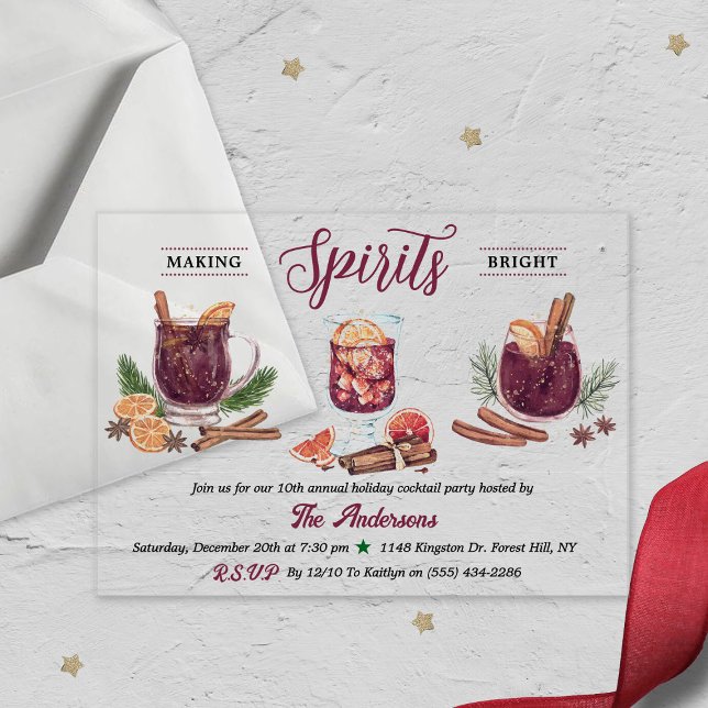 Making Spirits Bright | Holiday Cocktail Party Acrylic Invitations (Creator Uploaded)