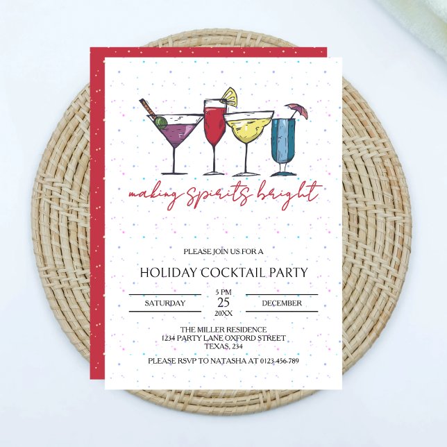Making Spirits Bright Holiday Cocktail Party  Invitation (Creator Uploaded)
