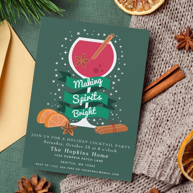 Making Spirits Bright Holiday Cocktail Party Invitation (Creator Uploaded)