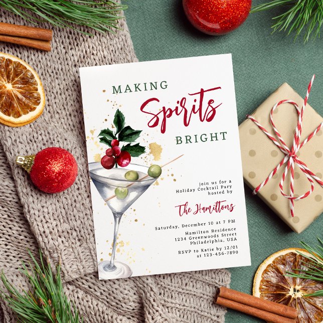 Making Spirits Bright Holiday Cocktail Party Invitation (Creator Uploaded)