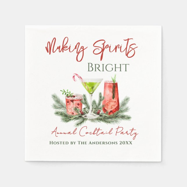 Making Spirits Bright Holiday Cocktail Party Napkin (Front)