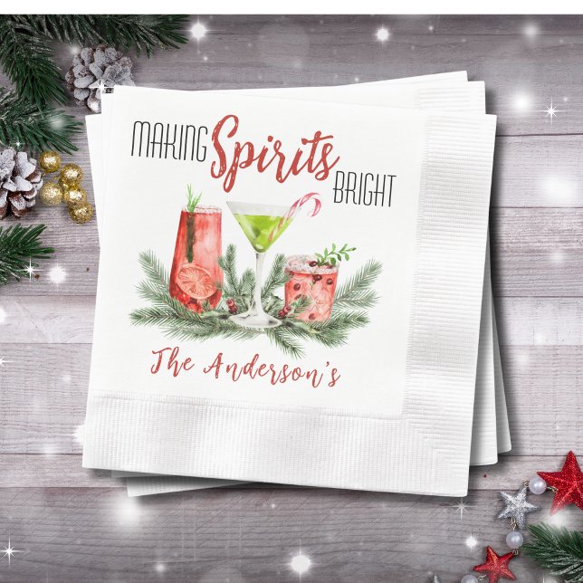 Making Spirits Bright Holiday Cocktail Party  Napkin (Creator Uploaded)