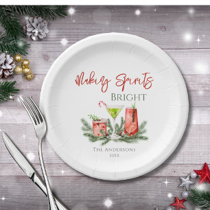 Making Spirits Bright Holiday Cocktail Party Paper Plate
