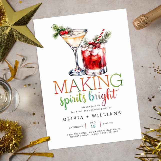 Making Spirits Bright Holiday Party Invitation (Fun Holiday Party Invite)