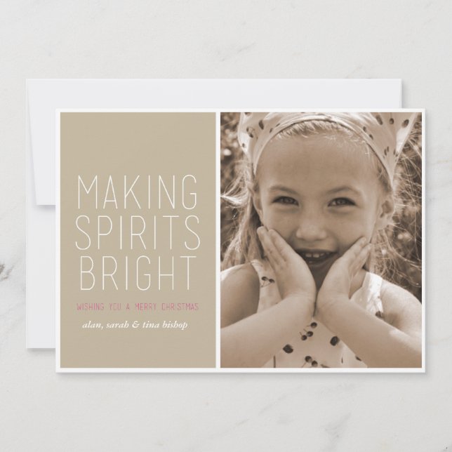 Making Spirits Bright - Holiday Photo Greeting Card (Front)