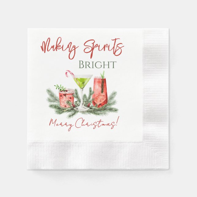 Making Spirits Bright Merry Christmas Cocktail Napkin (Front)