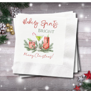 Making Spirits Bright Merry Christmas Cocktail Napkin