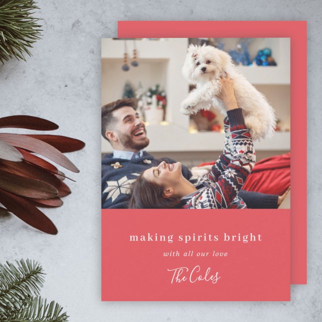 Making Spirits Bright | Modern Red Christmas Photo Holiday Card (Creator Uploaded)