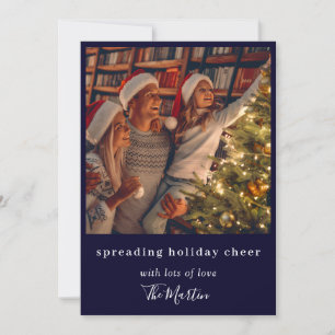 Making Spirits Bright Navy Blue Christmas Photo Holiday Card