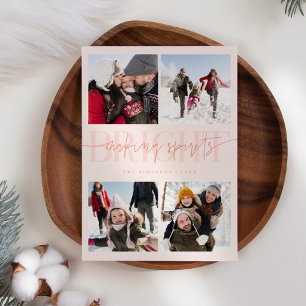 Making Spirits Bright Peach Christmas Multi Photo Holiday Card