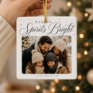 Making Spirits Bright Personalised Family Photo Ceramic Ornament