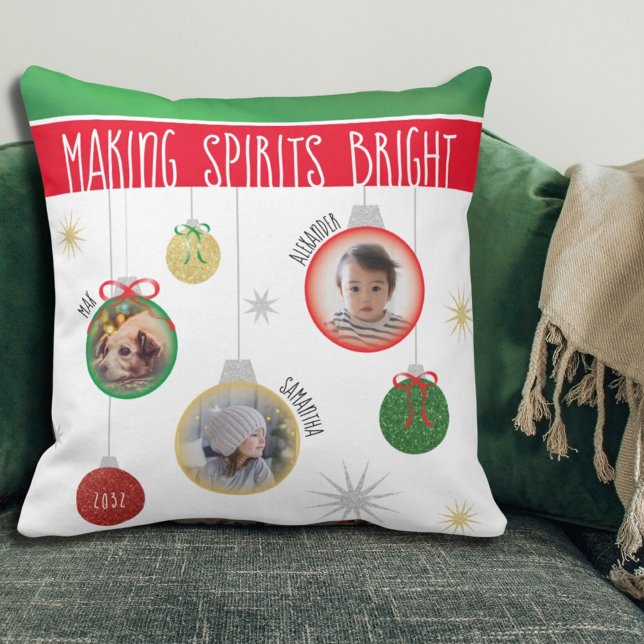 Making Spirits Bright Photo Christmas Throw Pillow (Creator Uploaded)