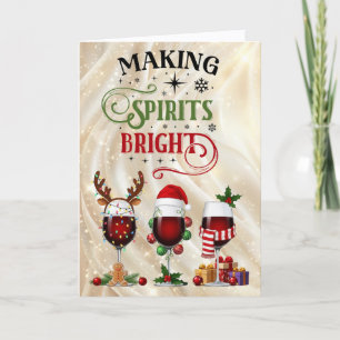 Making Spirits Bright Red Wine Christmas Holiday Card