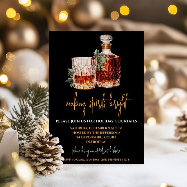 Making Spirits Bright, Scotch, Cocktail Party Invitation (Creator Uploaded)