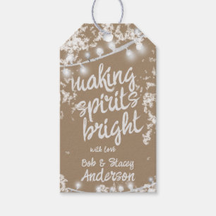 Making Spirits Bright Snowy White Christmas Lights Gift Tags