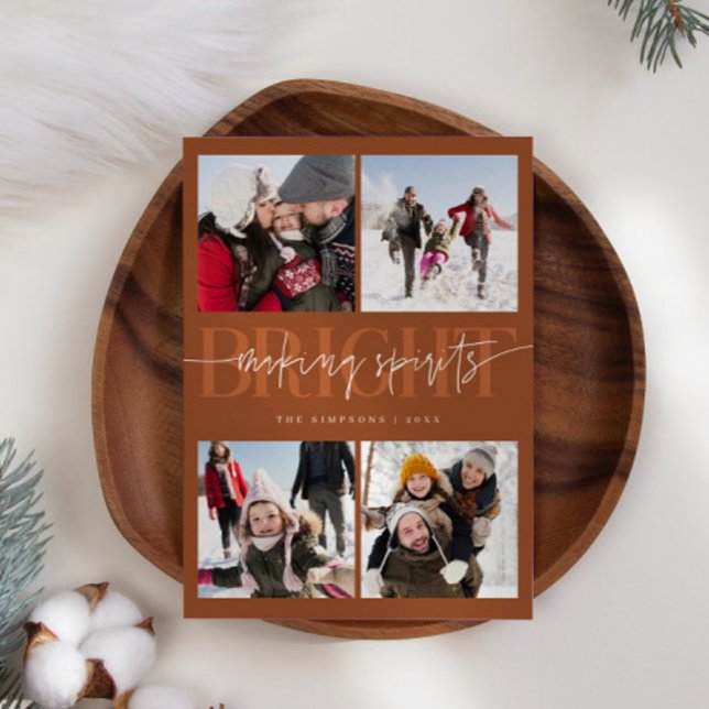 Making Spirits Bright Terracotta Christmas Photo Holiday Card (Creator Uploaded)