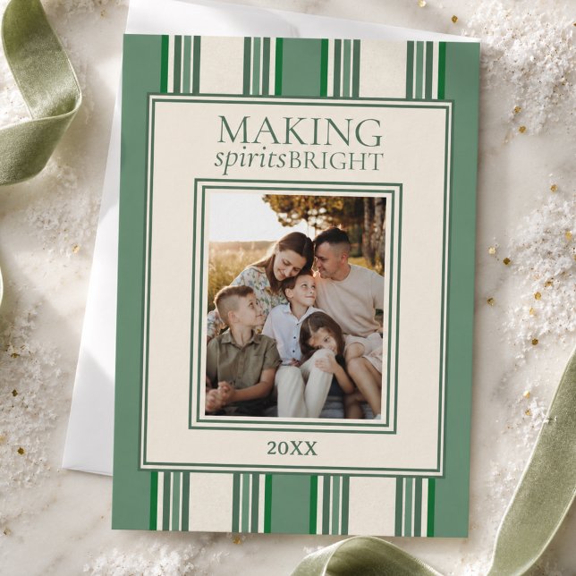 Making Spirits Bright Two Photo Stripe Holiday Card (Making Spirits Bright Two Photo Stripe Holiday Card)