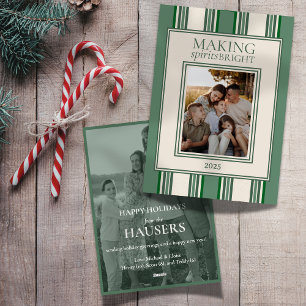 Making Spirits Bright Two Photo Stripe Holiday Card