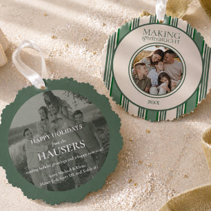 Making Spirits Bright Two Photo Stripe Tree Decoration Card