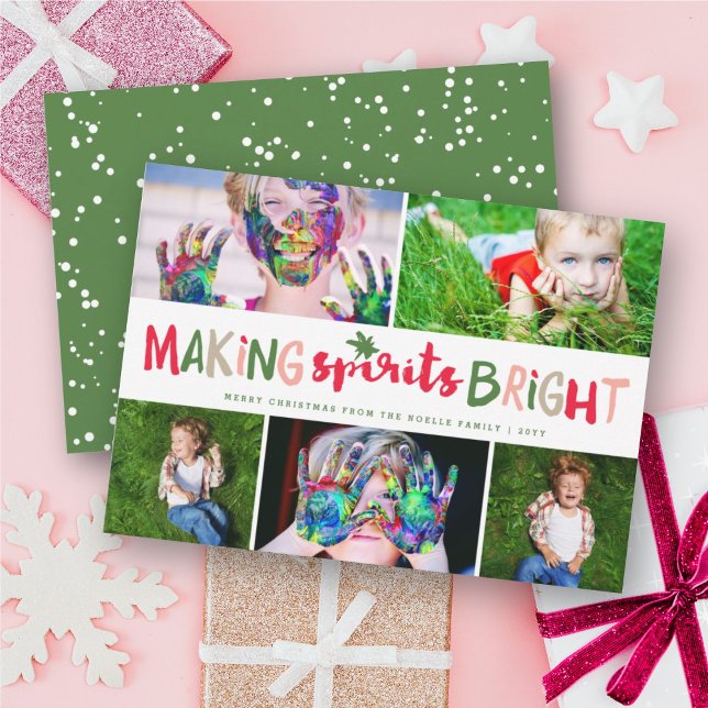 Making Spirits Bright Typography Christmas Photo Holiday Card (Creator Uploaded)