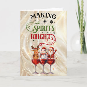 Making Spirits Bright Wine Glass Christmas Holiday Card