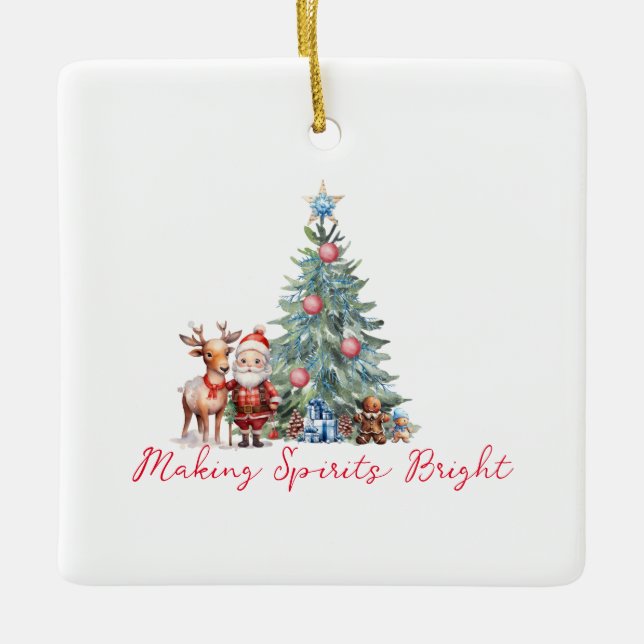 Making Spirits Bright with Cute Santa Ceramic Ornament (Front)