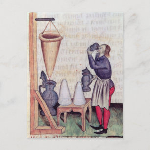 Making sugar syrup, from 'Tractatus de Herbis' Postcard