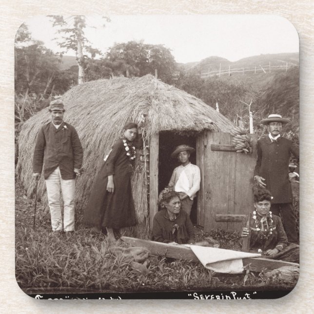 Making Tappa, a native cloth, c.1875 (sepia photo) Coaster (Front)
