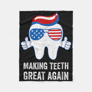 Making Teeth Great Again America Flag Dental Fleece Blanket
