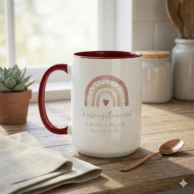 Making The World A Better Place Birthday Mug (Empower someone special with this, "Making the world a better place since" personalized mug! )