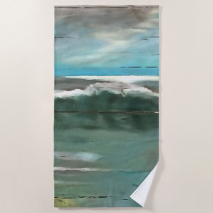 Making Waves On Driftwood Seascape Art Beach Towel