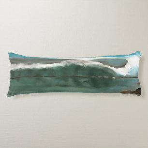 Making Waves On Driftwood Seascape Art Body Cushion