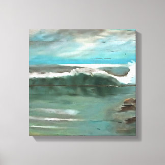 Making Waves On Driftwood Seascape Art Canvas Print