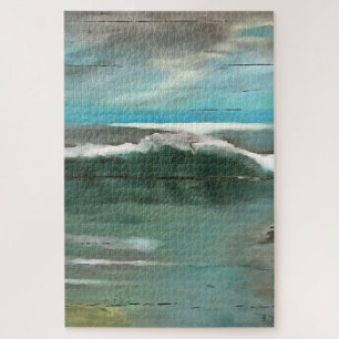 Making Waves On Driftwood Seascape Art Jigsaw Puzzle