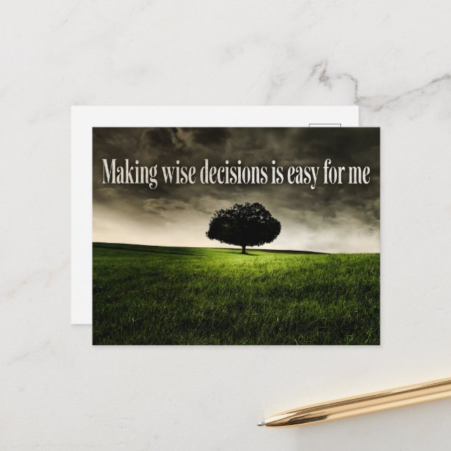 "Making wise decisions" Motivation Affirmation Postcard (Front/Back In Situ)