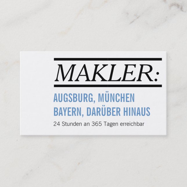 Makler Visitenkarten Business Card (Front)