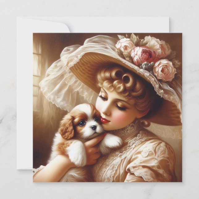 MAKOM1000- VINTAGE LADY ART HOLIDAY CARD (Front)