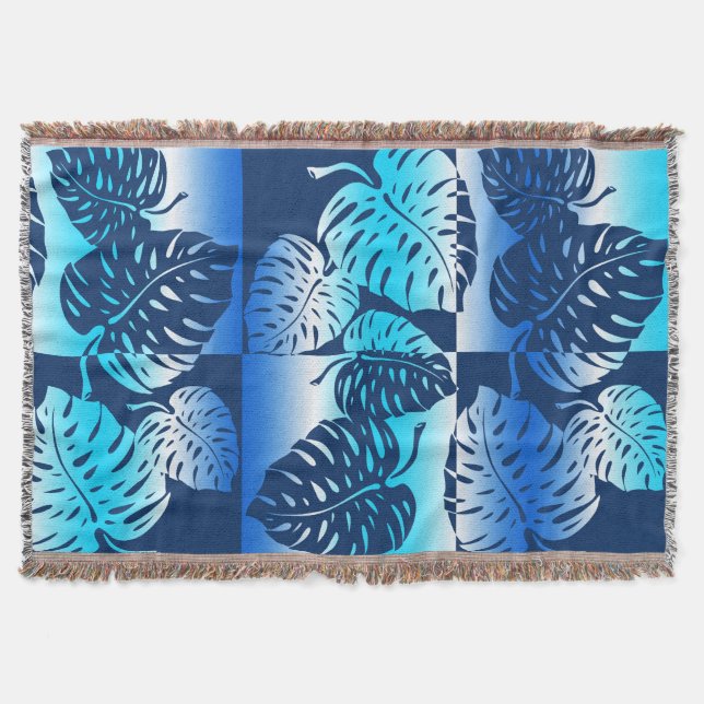 Makua Monstera Hawaiian Striped Blend Blankets (Front)