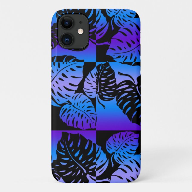 Makua Monstera Hawaiian Striped Blend Purple Case-Mate iPhone Case (Back)