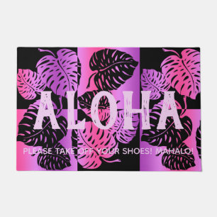 Makua Monstera Tropical Hawaiian Striped Blend Doormat