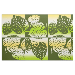 Makua Monstera Tropical Hawaiian Striped Blend Fabric