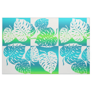Makua Monstera Tropical Hawaiian Striped Blend Fabric