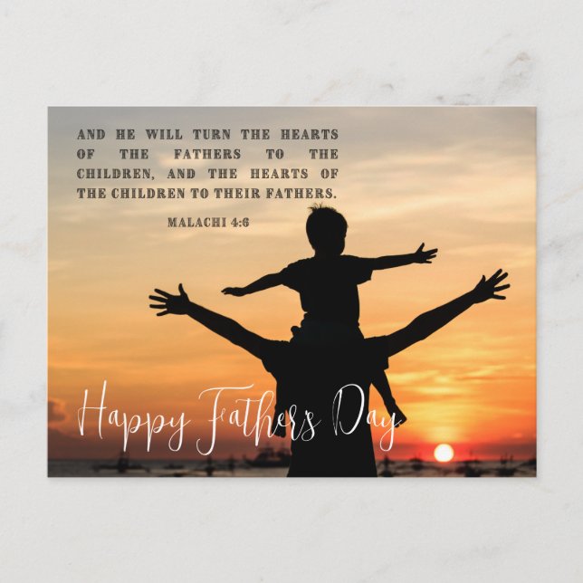 Malachi 4:6 Father's Day Christian Quote Postcard (Front)