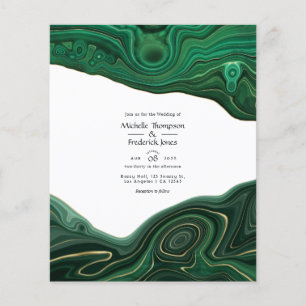 Malachite and Gold Strata Agate Wedding Invitation Flyer