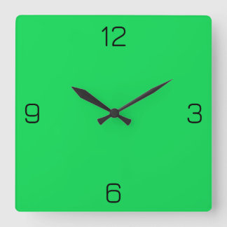 Malachite Green 0BDA51 Colour With Add Name Option Square Wall Clock