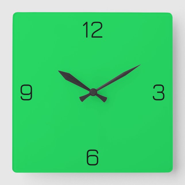 Malachite Green 0BDA51 Colour With Add Name Option Square Wall Clock (Front)