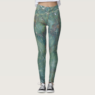Malachite Green Marble Detailed Texture Leggings