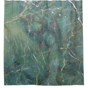 Malachite Green Marble Detailed Texture Shower Curtain
